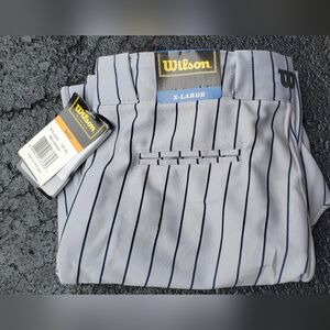Wilson Men's Long Baseball pants. Gray with Navy stripes. Size XL. New with tags